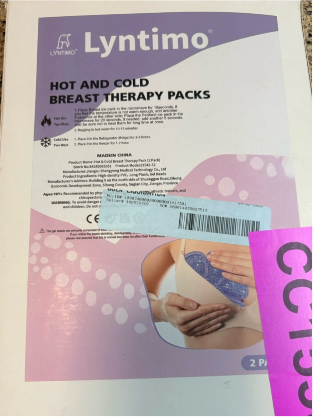 Lyntimo Women's 2 pk. Hot and Cold Breast Therapy Packs, One Size, Purple - Picture 2 of 5